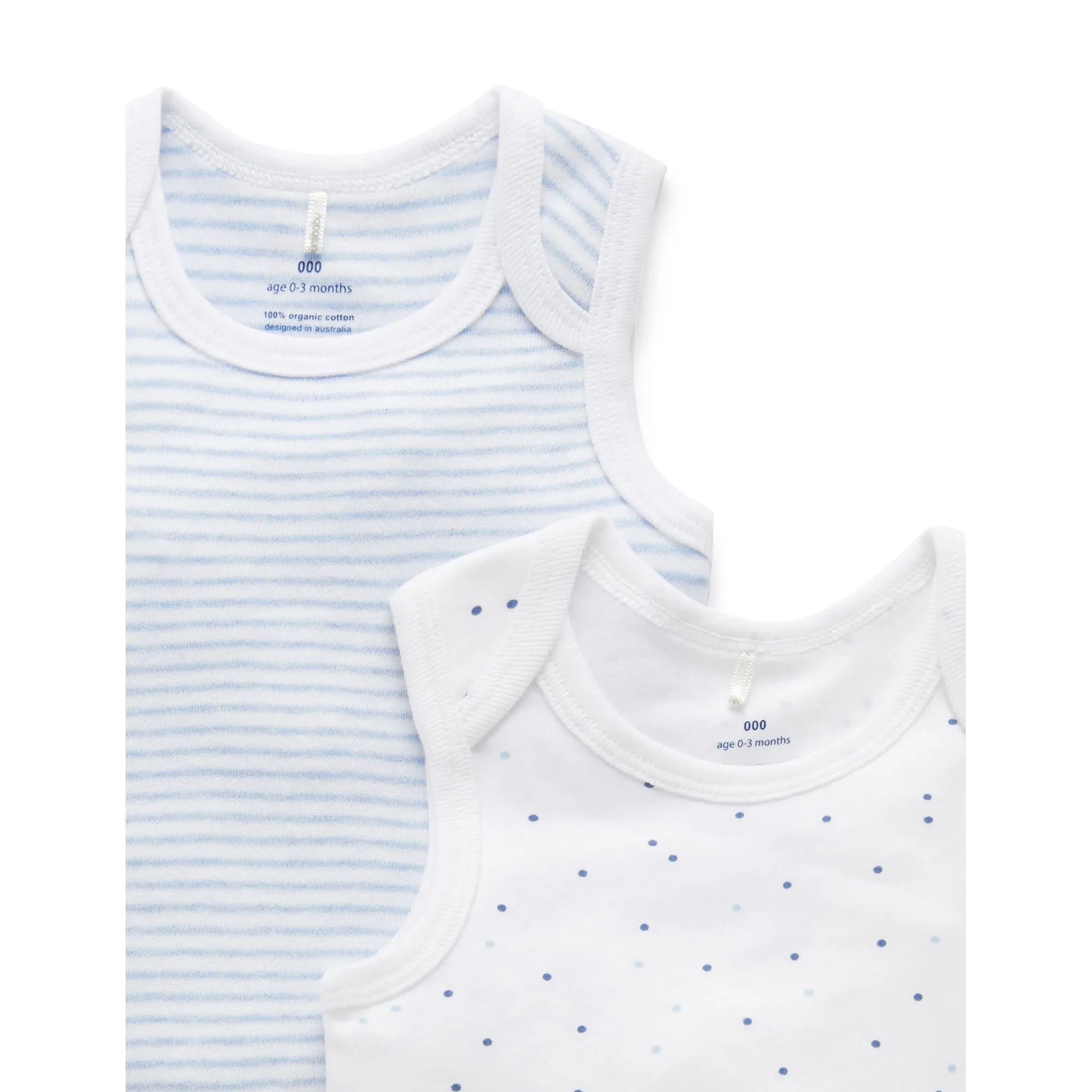 2 pack Singlet Bodysuit - Pale Blue Pack