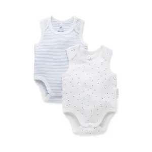 2 pack Singlet Bodysuit - Pale Blue Pack