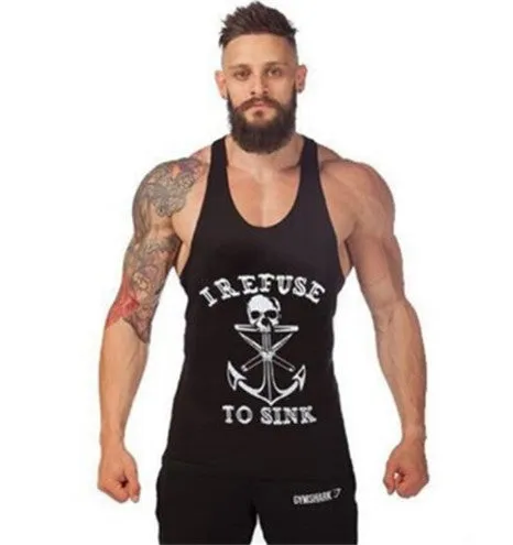 2017 NPC A fitness Bodybuilding Racerback Tank Tops Men Fitness Sleeveless Vest Cotton Singlets Gasp Muscle Shirt