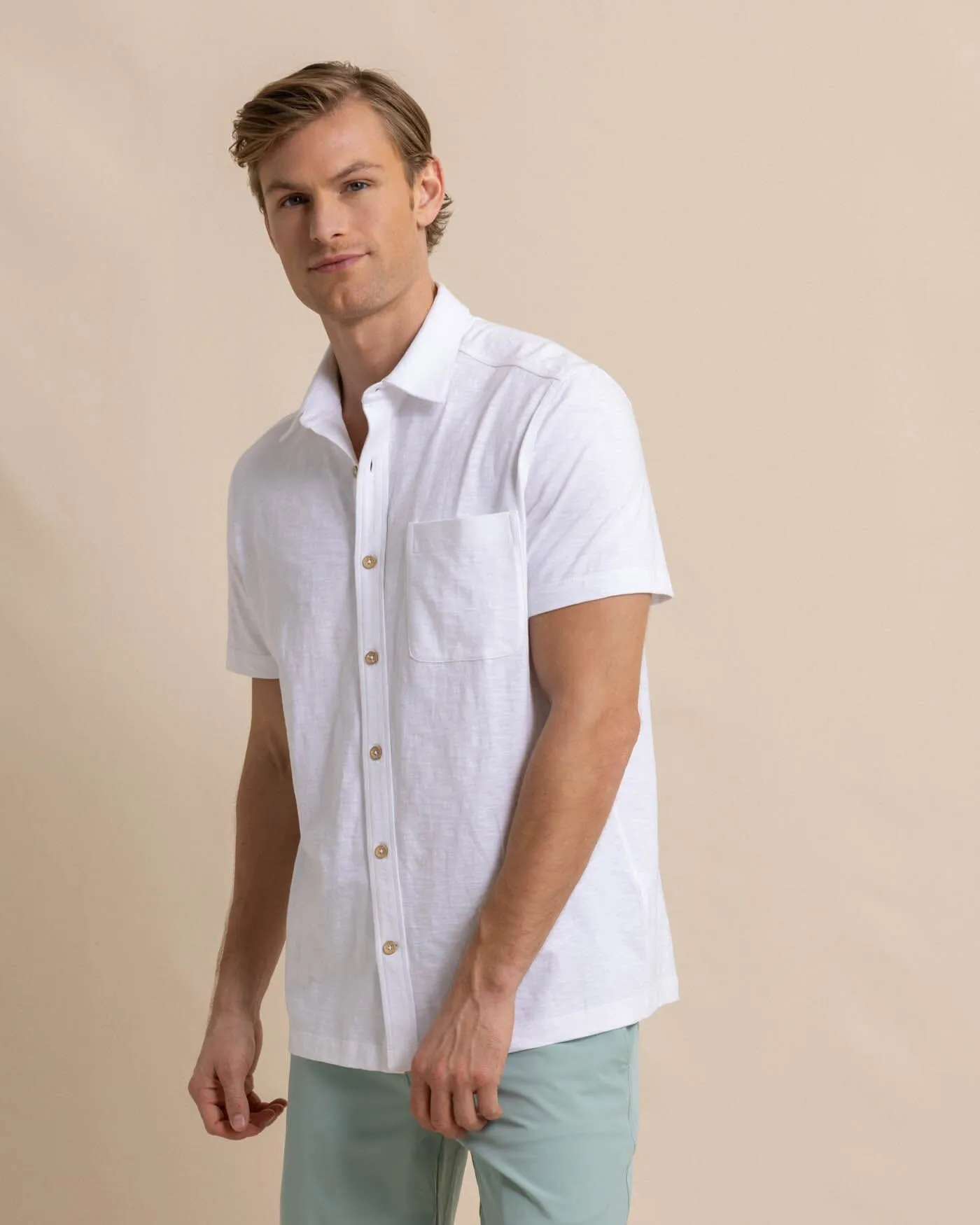 Beachcast Solid Knit Short Sleeve Sport Shirt