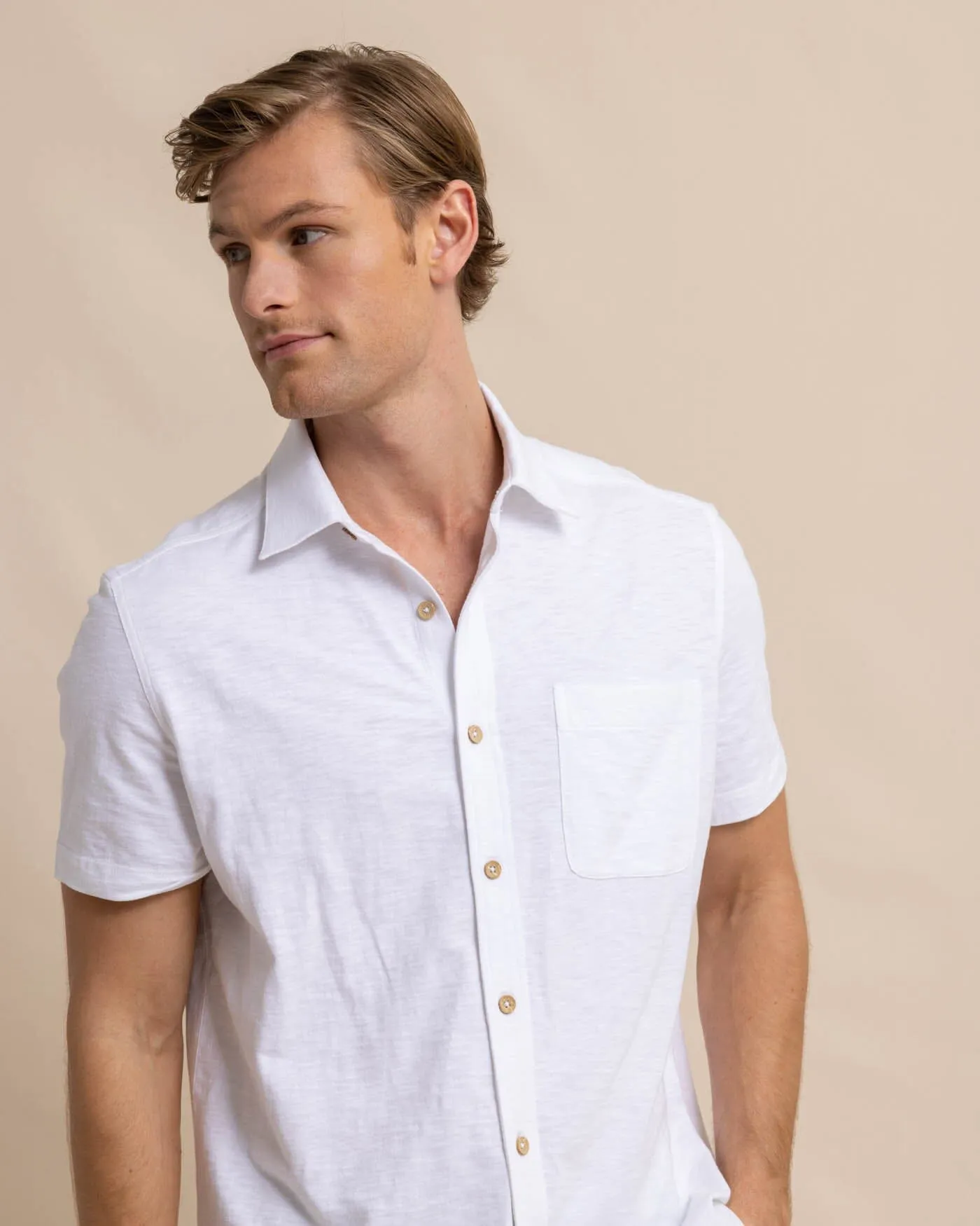 Beachcast Solid Knit Short Sleeve Sport Shirt