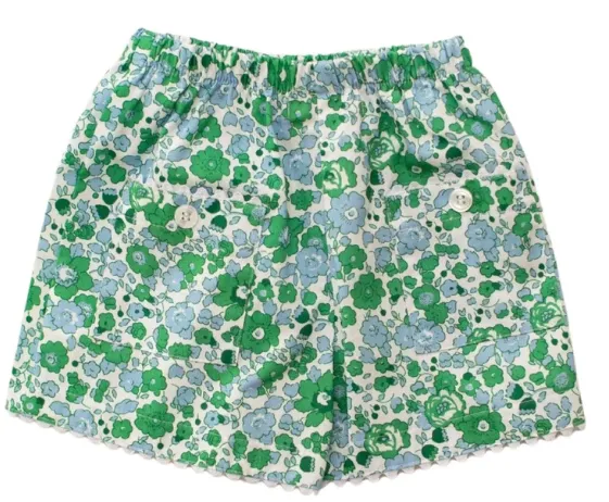 Blue/Green Floral Pocket Shorts