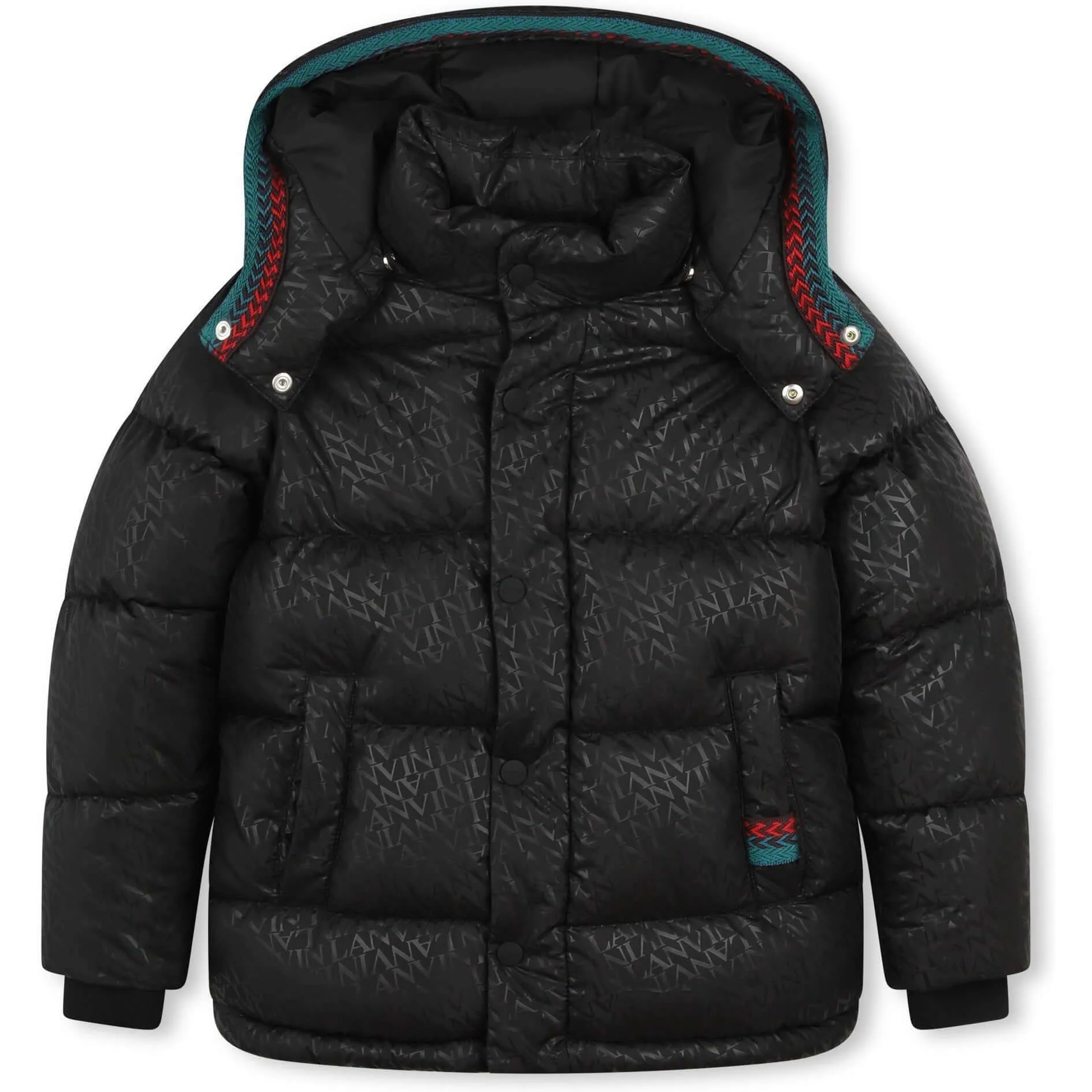 Boys Black Curb Detail Puffer Coat