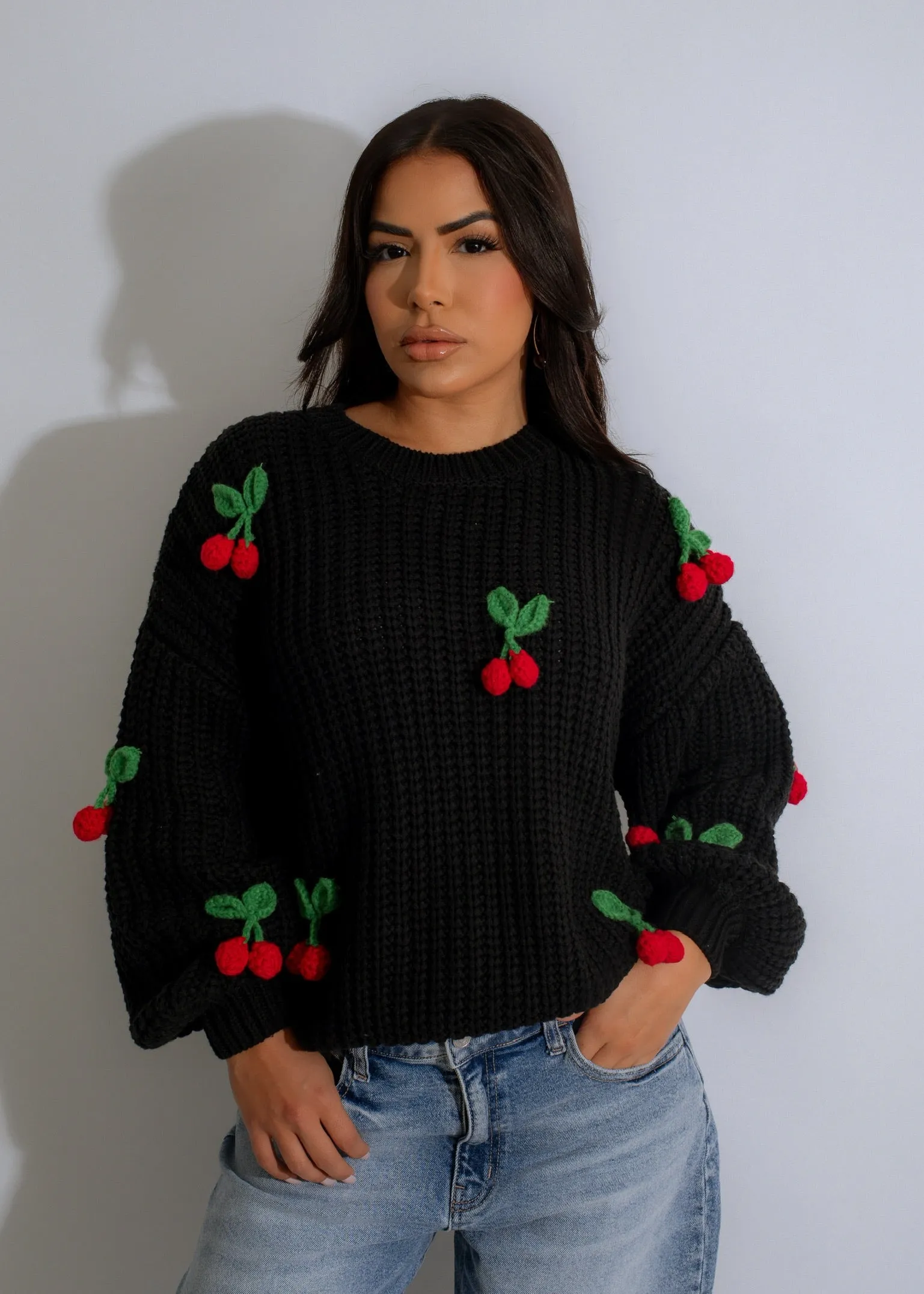 Cherry Pop Sweater Knit Black