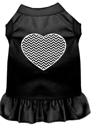 Chevron Heart Screen Print Dress Black Xs (8)