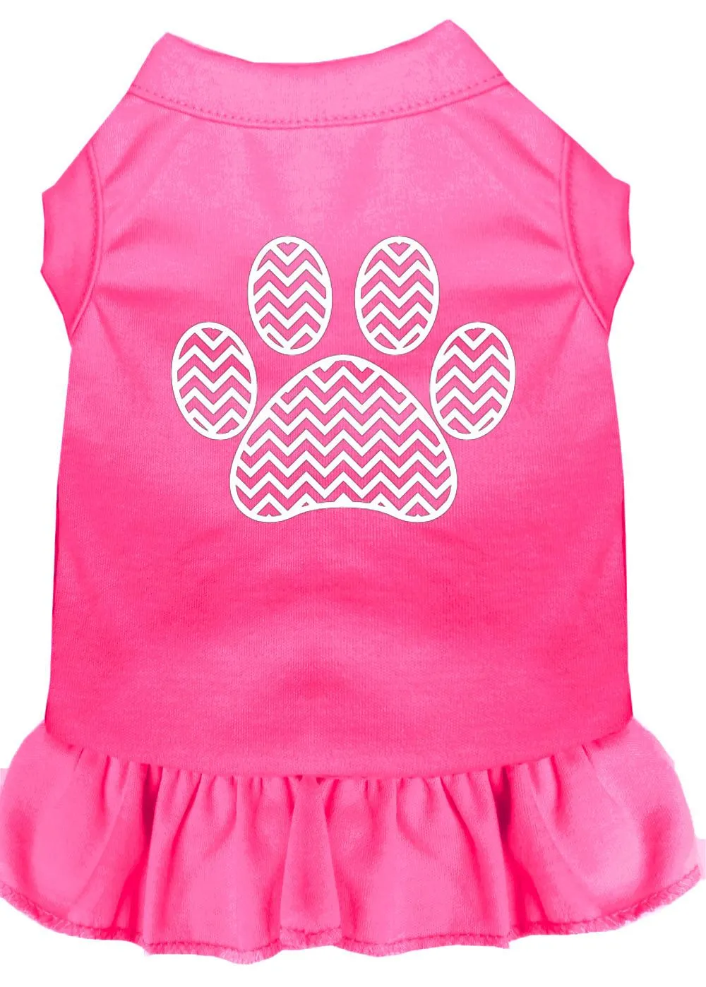 Chevron Paw Screen Print Dress Bright Pink Xxl (18)