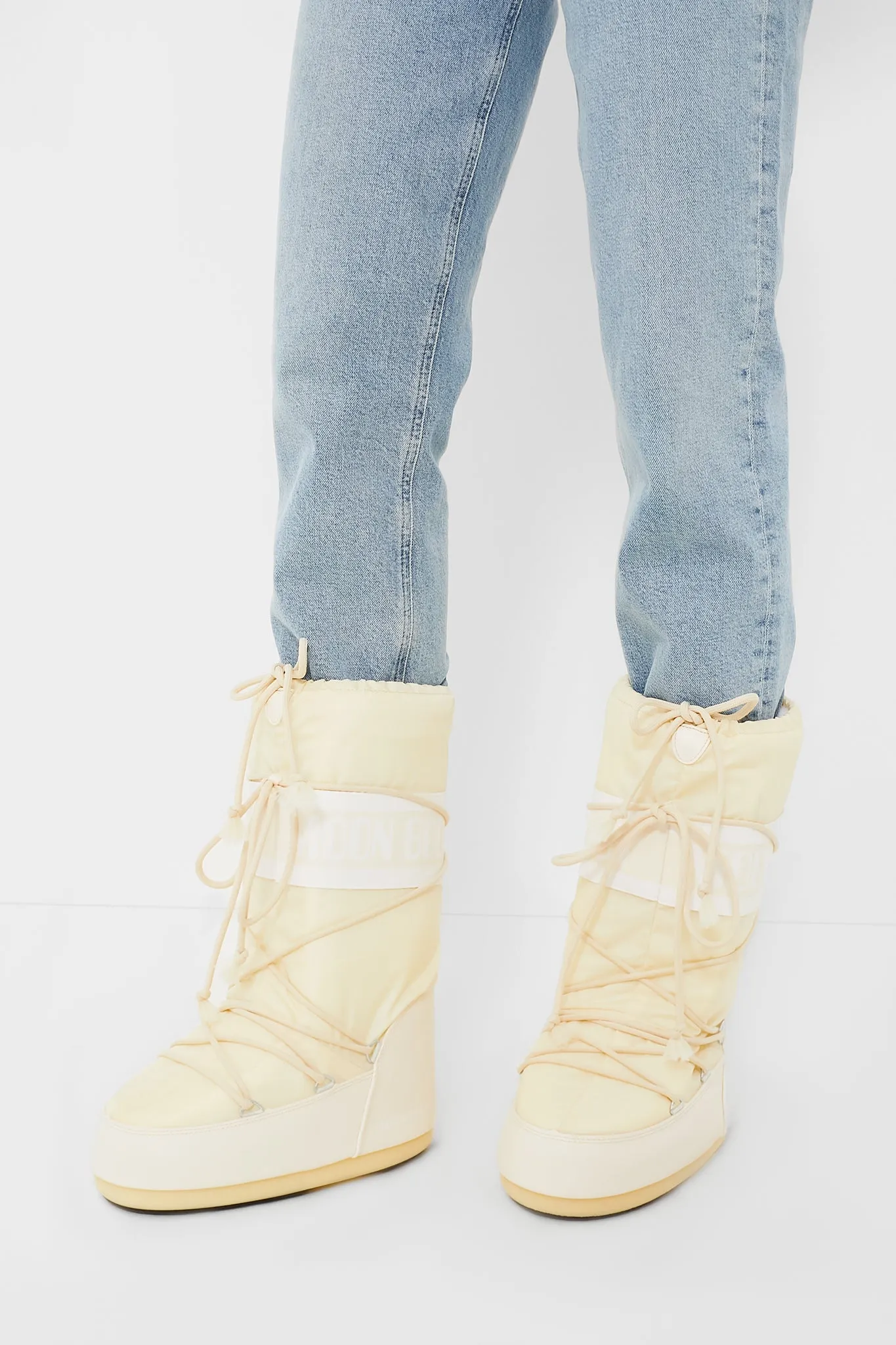 Cream Icon Nylon Boots