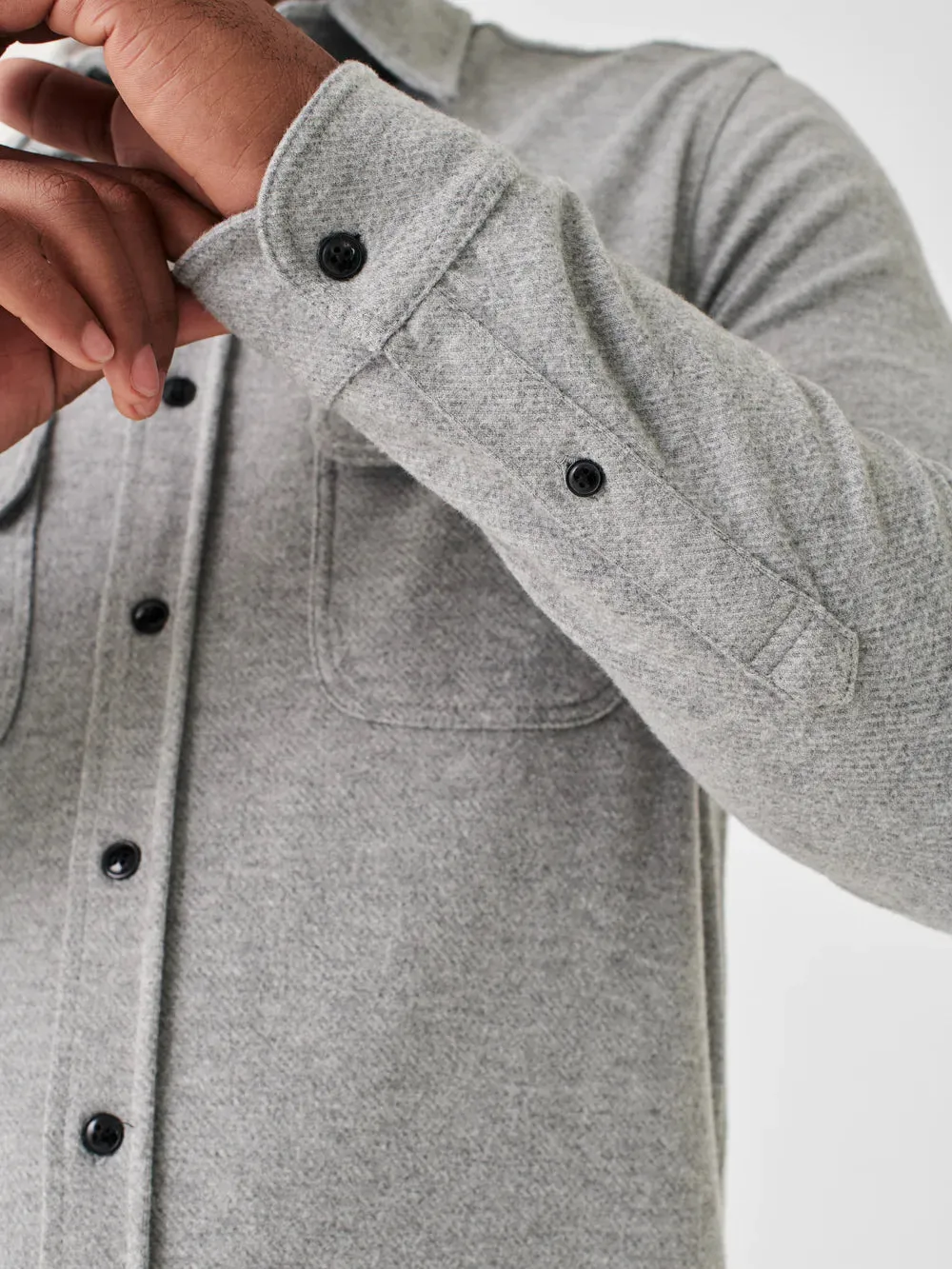 Faherty Legend Sweater Shirt in Fossil Grey Twill