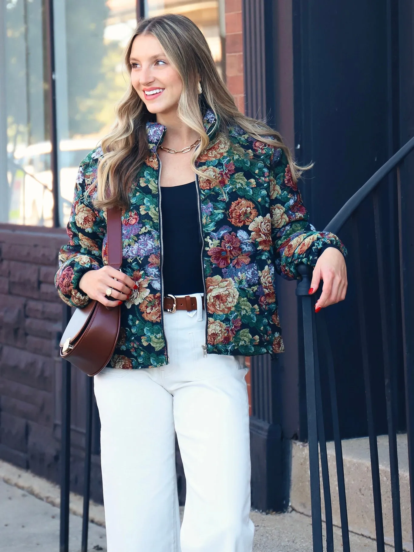 Feeling Floral Zip Up Jacket