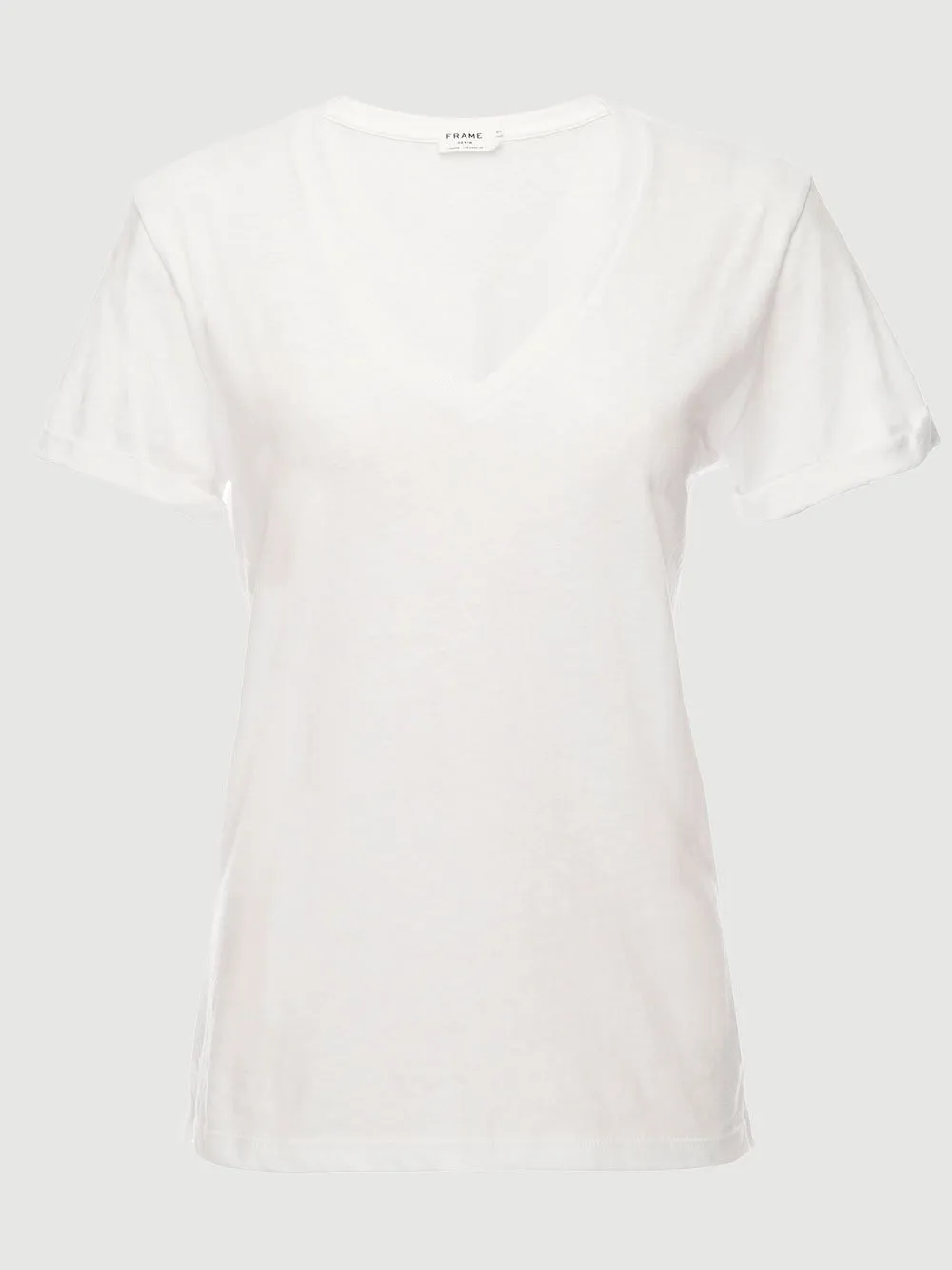 Frame - Cuffed V-Neck #LWTS0750 Blanc