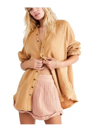 Free People Summer Daydream Button Down In Golden Nugget