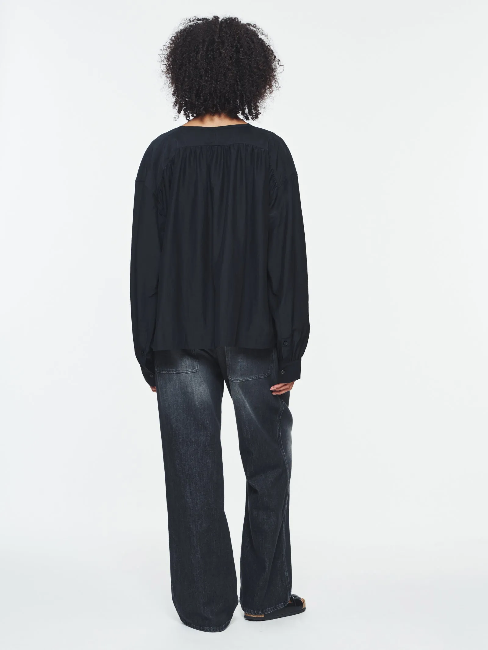 Gathered Neck Top in Black