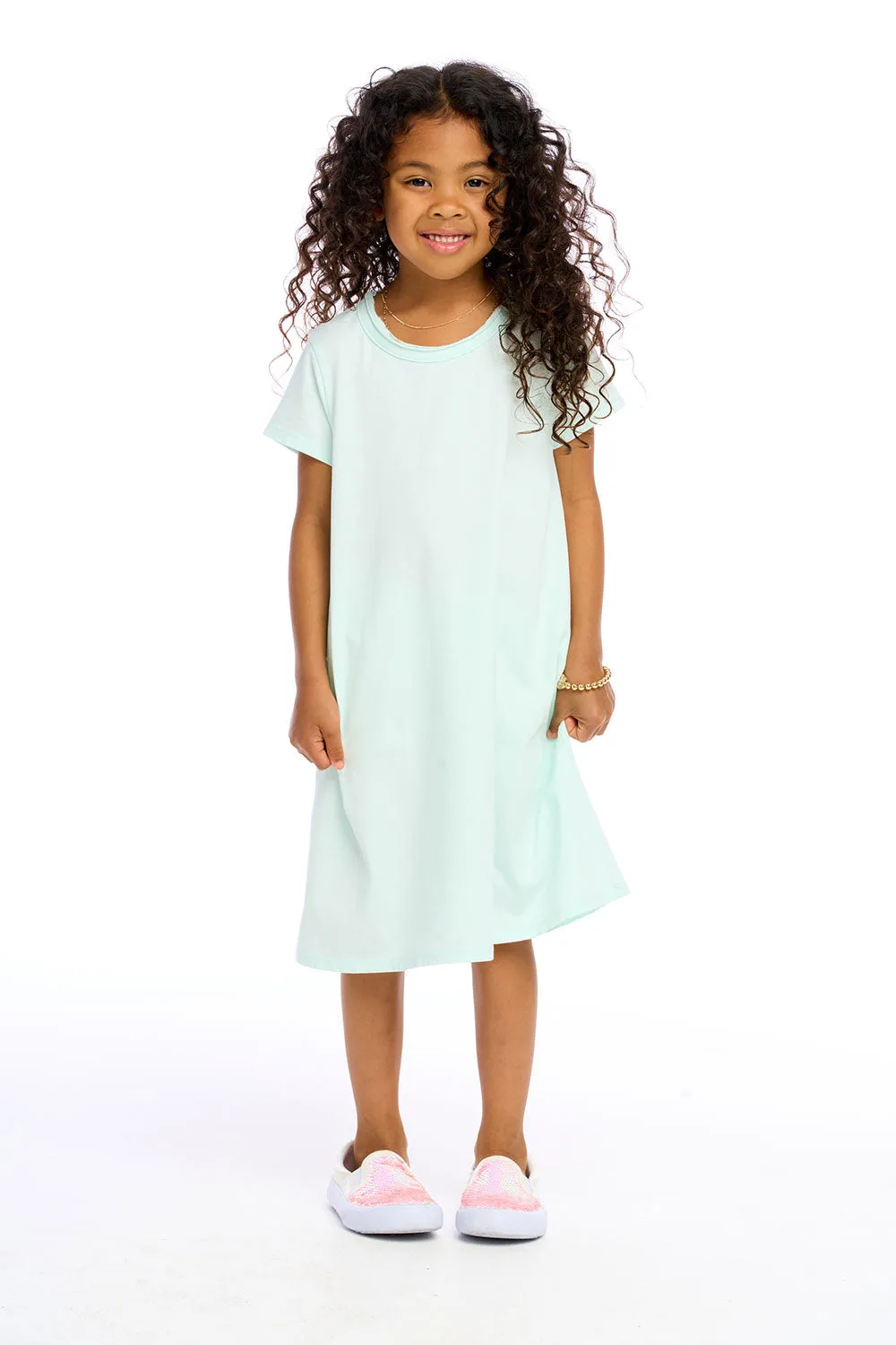 Girls Cotton Jersey Short Sleeve Shirt Dress