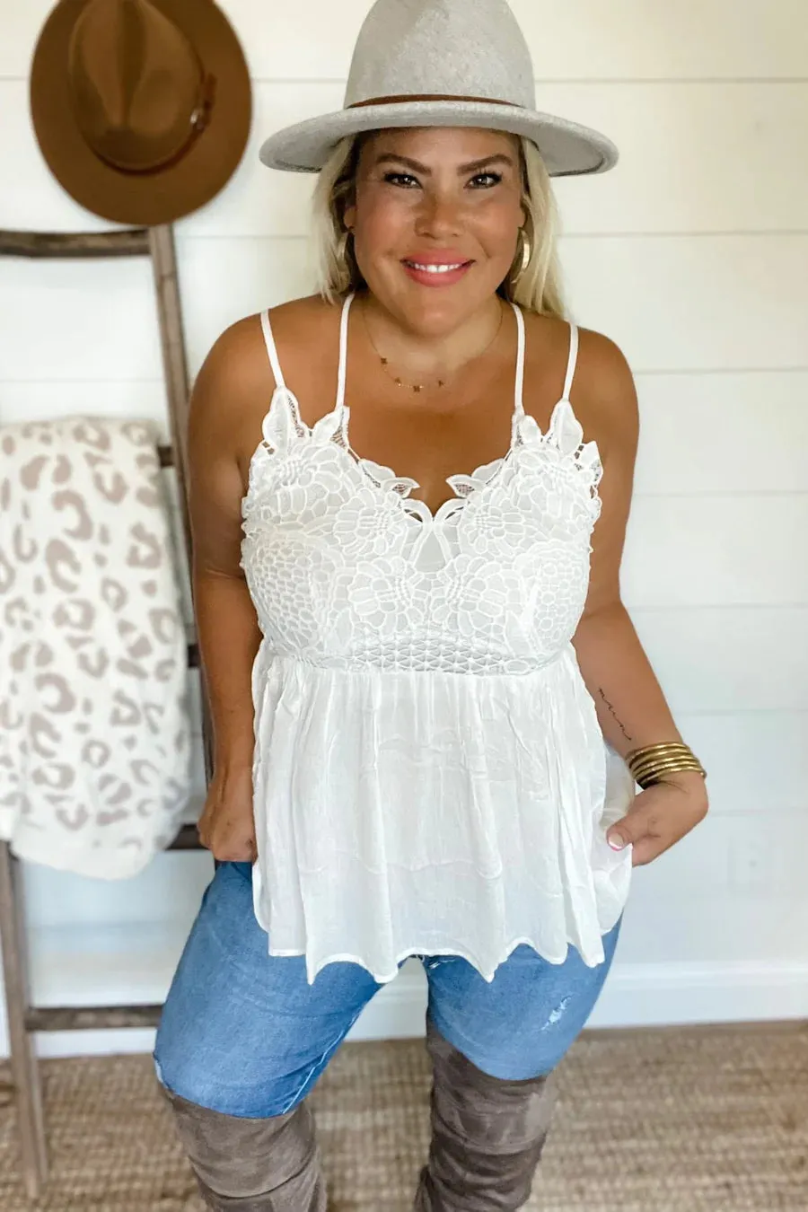 Grace Lace Tank (White)