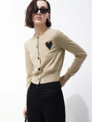 Heart Pattern Wool Cashmere Cardigan