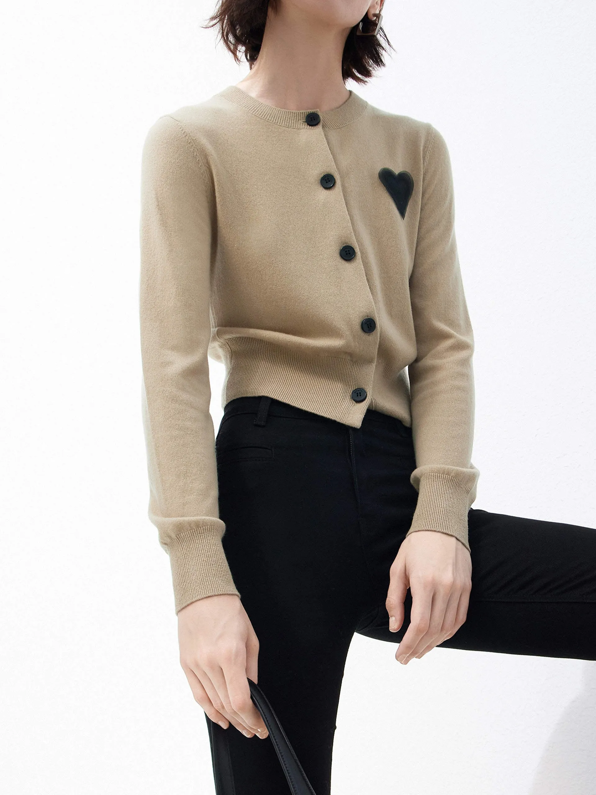 Heart Pattern Wool Cashmere Cardigan