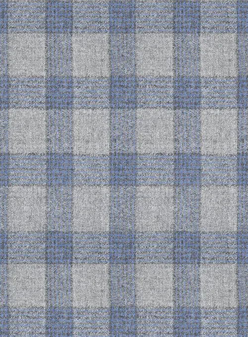 Italian Wool Cashmere Gray Blue Checks Jacket