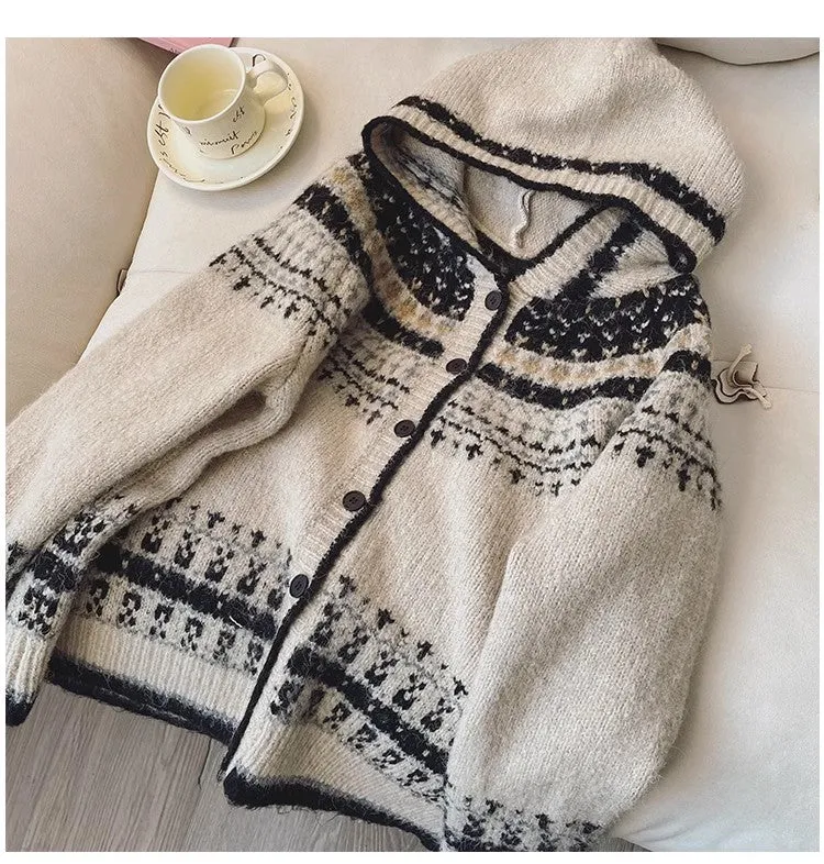 jacquard sweater jacket for women design knitted cardigan   S4806