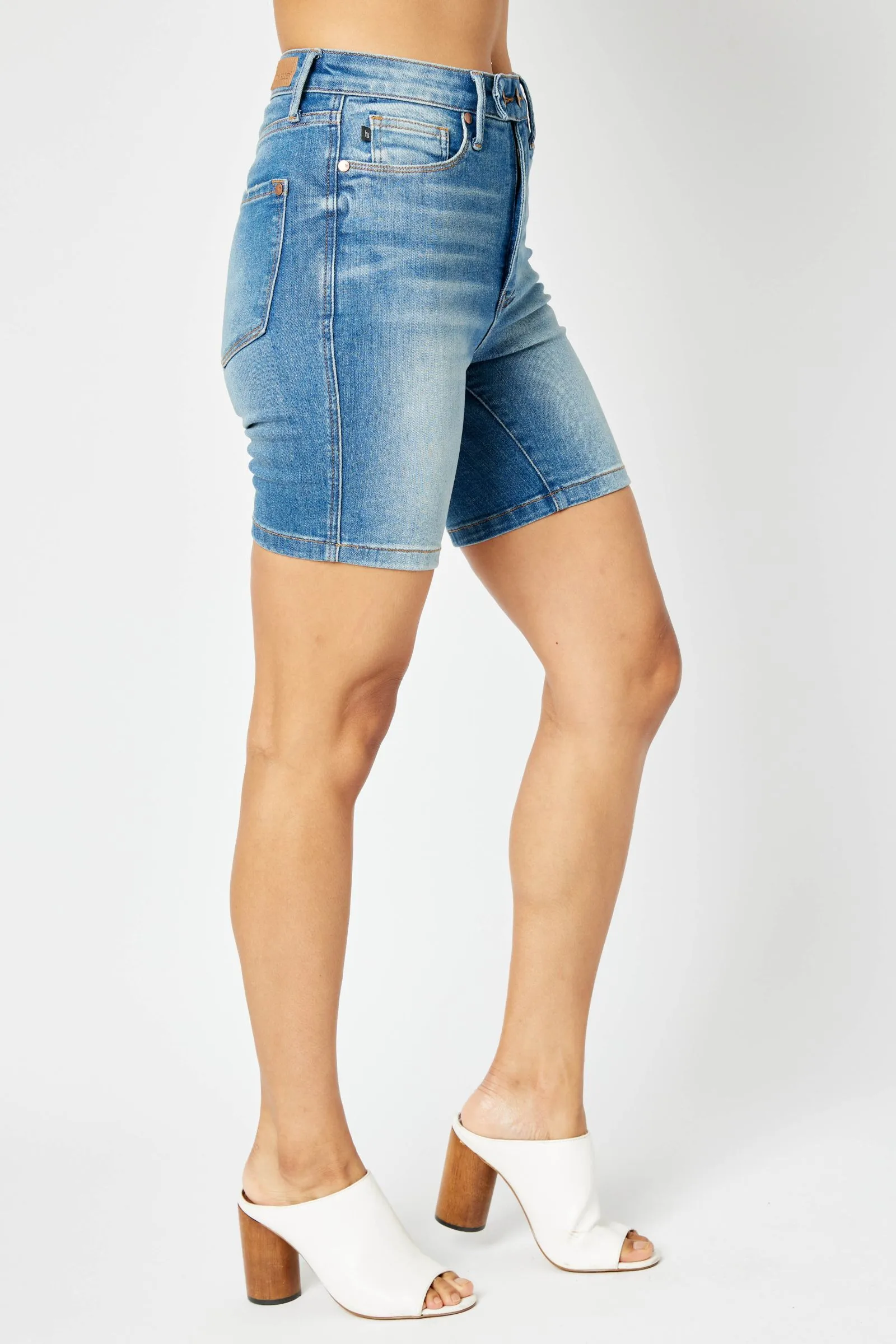 Judy Blue High Waist Control Double Button Bermuda Shorts