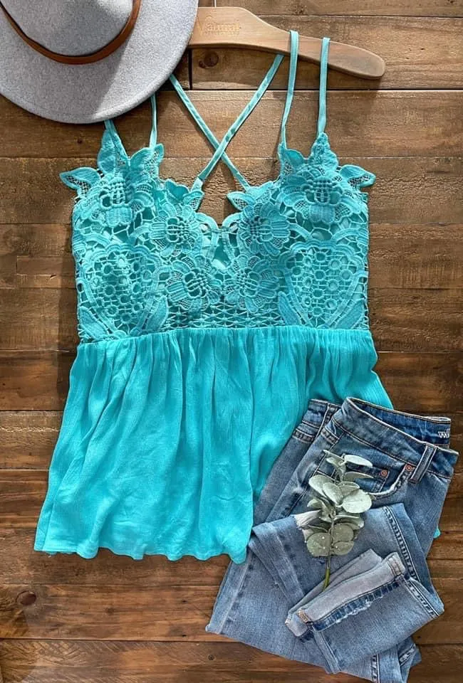 Many Colors - Blakeley Lace Babydoll Swing Tank Top