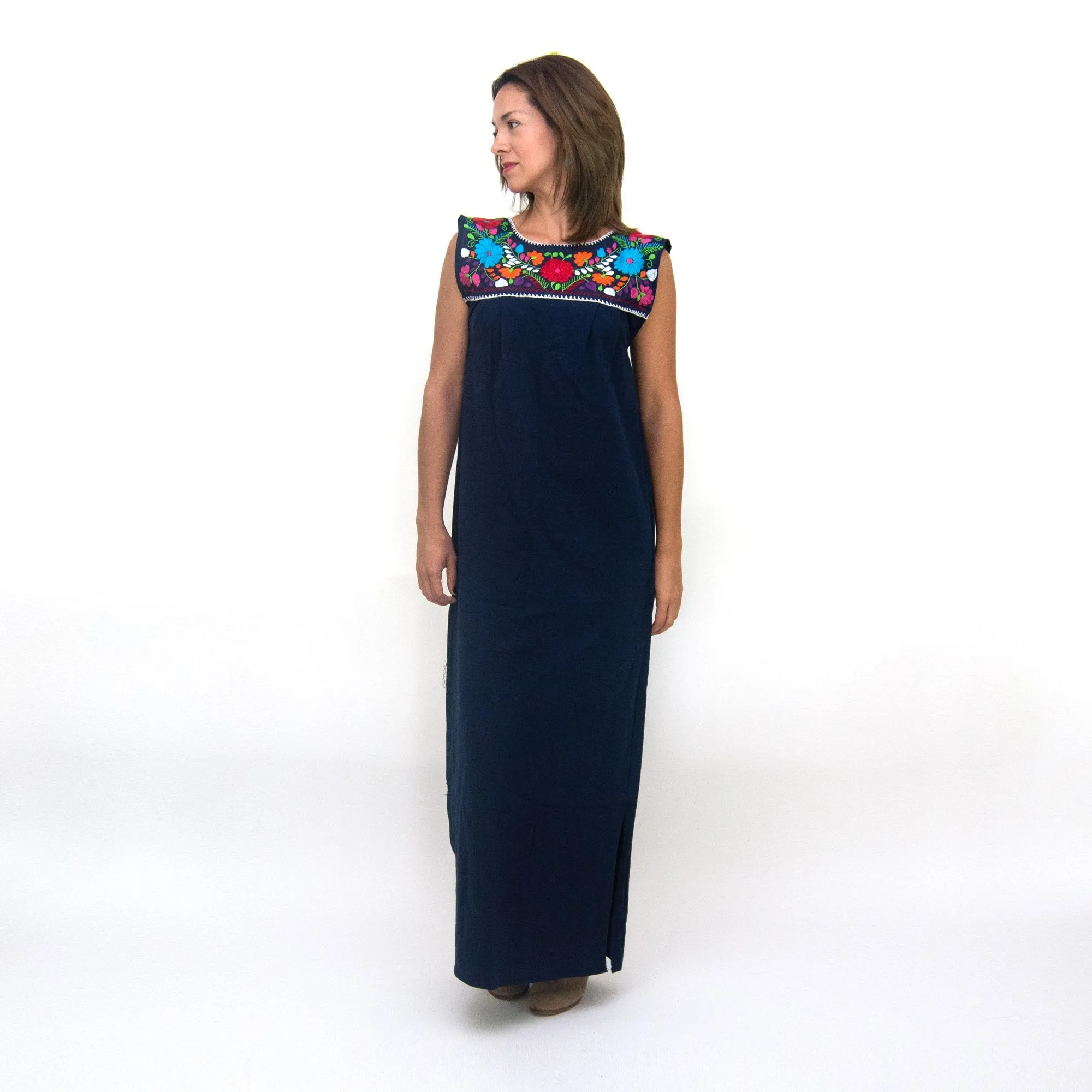 Maxi Isidra, Hand Embroidered Mexican Loose Dress