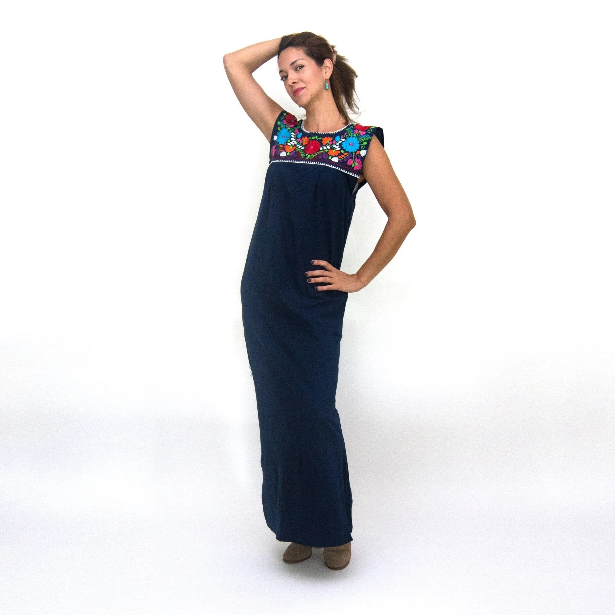 Maxi Isidra, Hand Embroidered Mexican Loose Dress