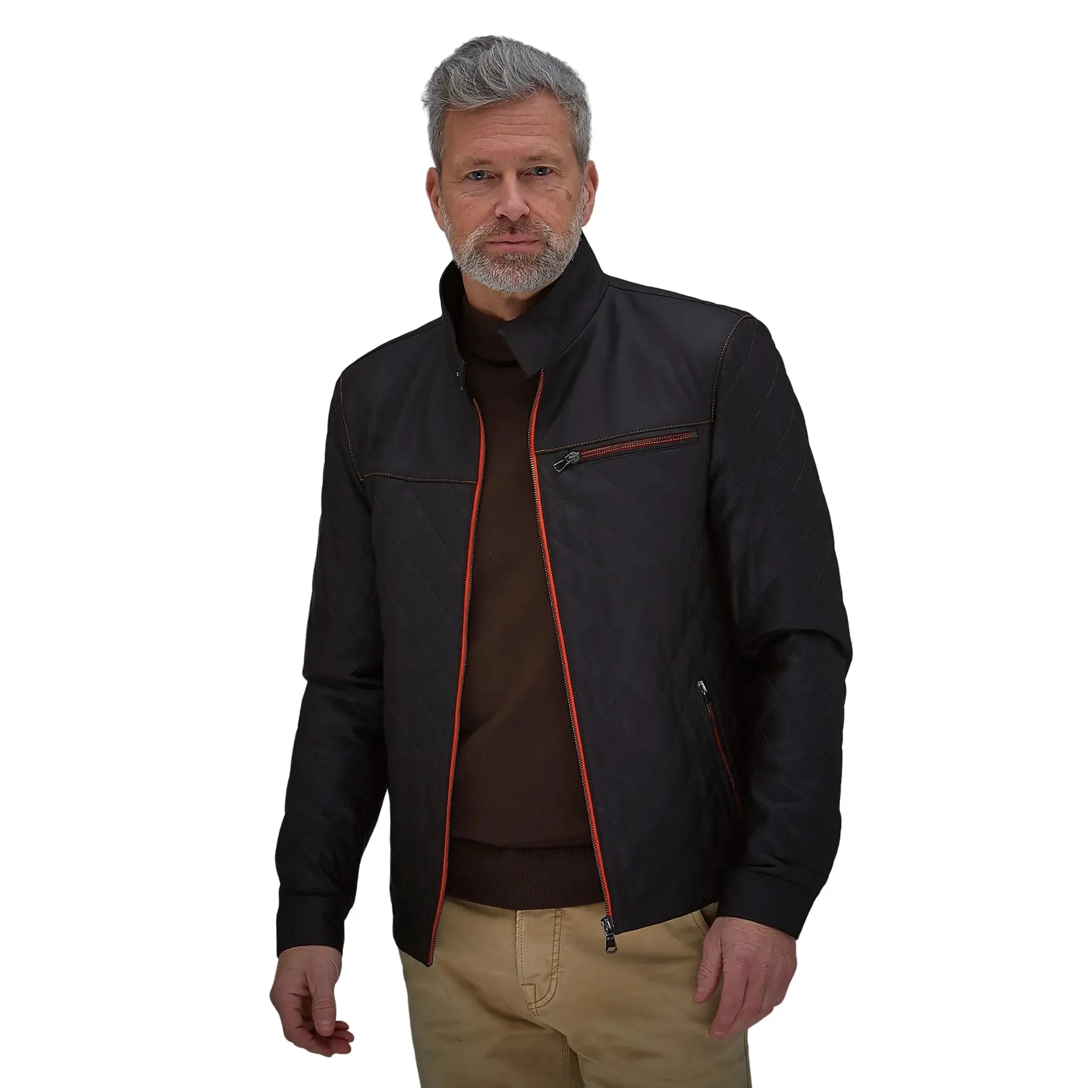 Men's Belrose Lambskin Leather Jacket in Espresso Contrast