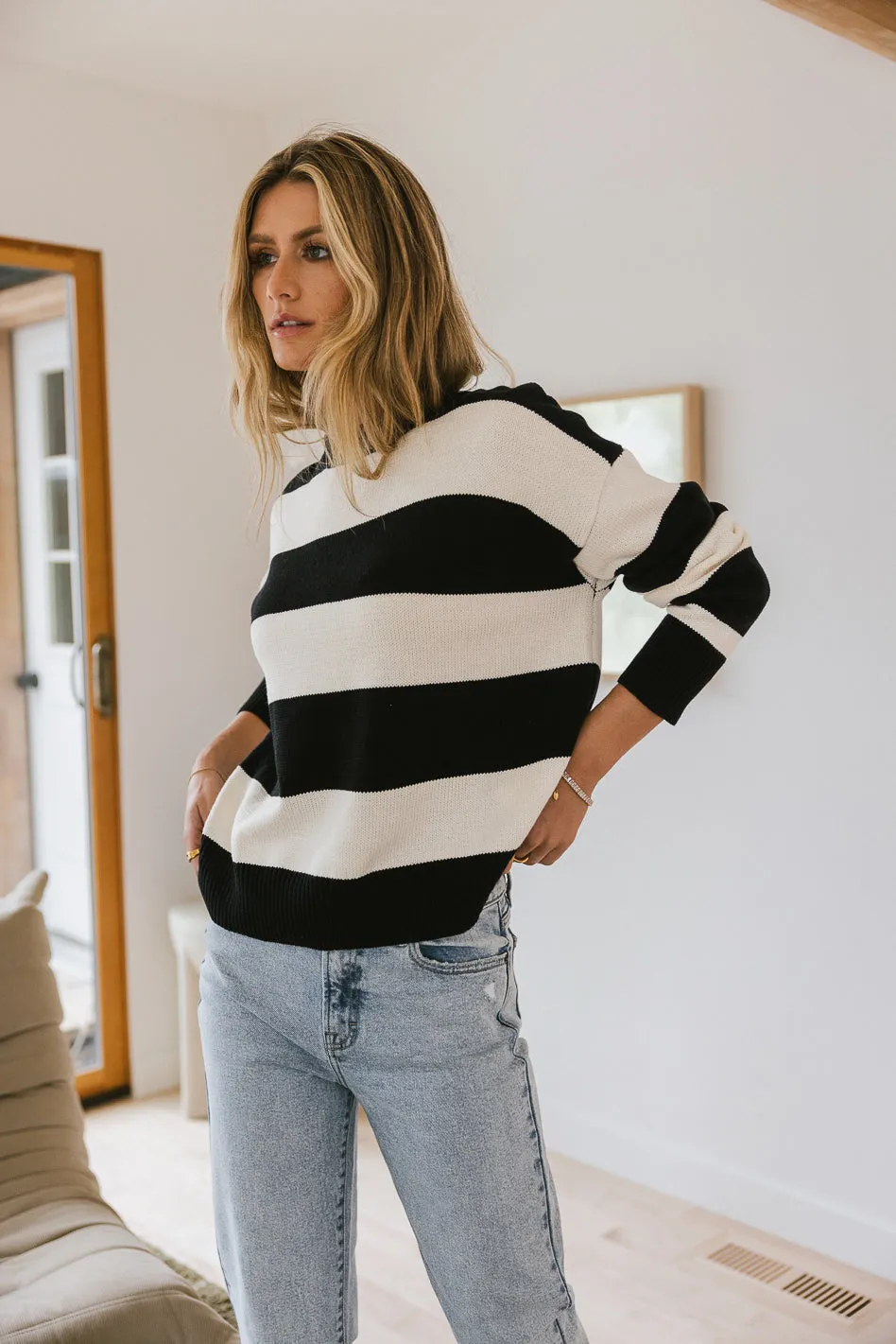 Micah Striped Sweater in Black - FINAL SALE