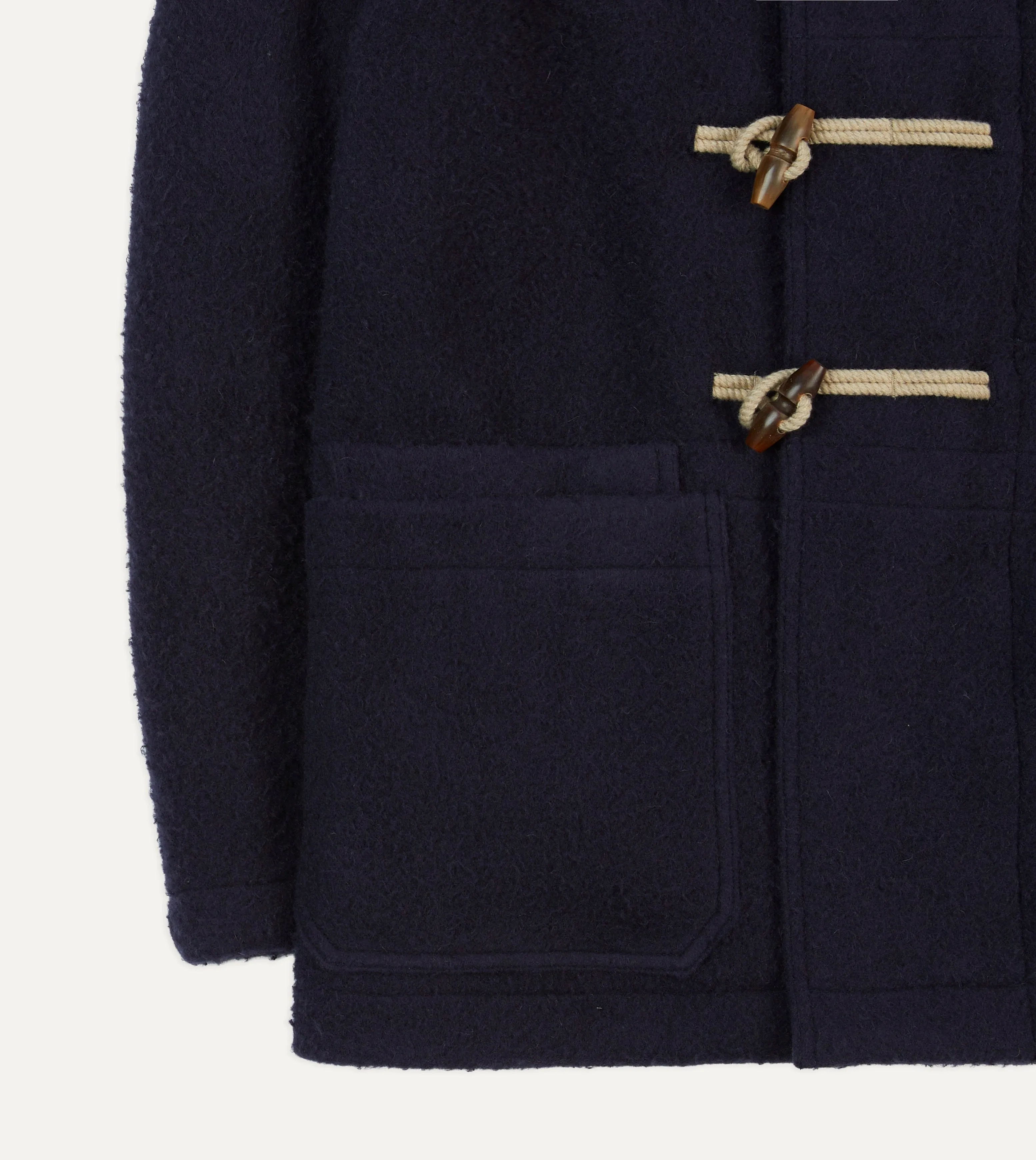 Navy Casentino Wool Short Duffle Coat