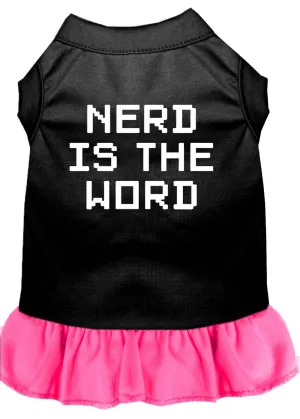 Nerd Is The Word Screen Print Dress Black With Bright Pink Med (12)