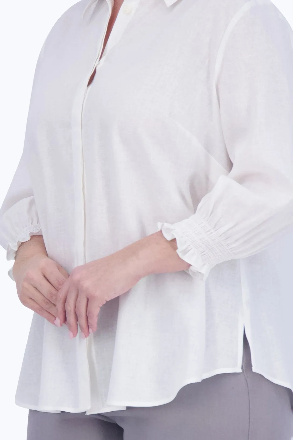 Olivia Plus Easy Care Solid Linen Shirt