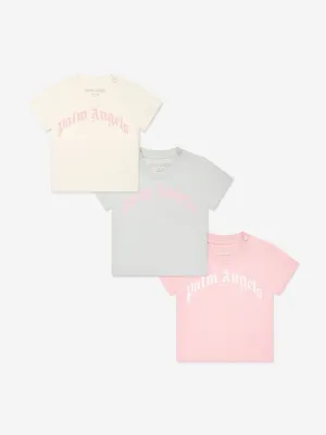 Palm Angels Baby Girls Tri-Pack T-Shirt Set in Multicolour