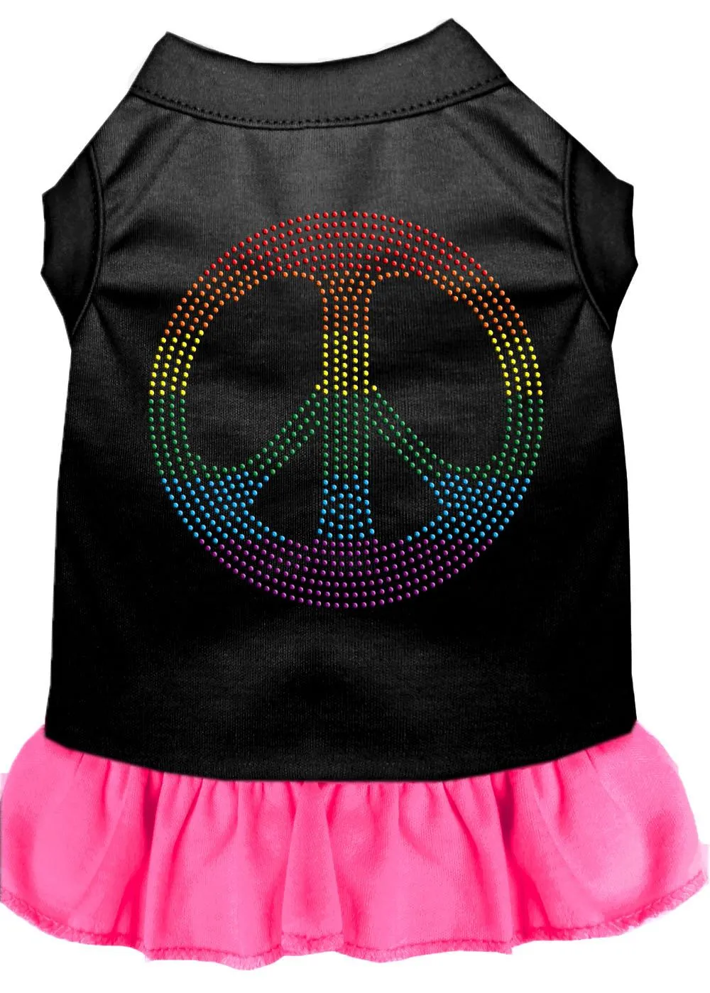 Rhinestone Rainbow Peace Dress Black With Bright Pink Med (12)