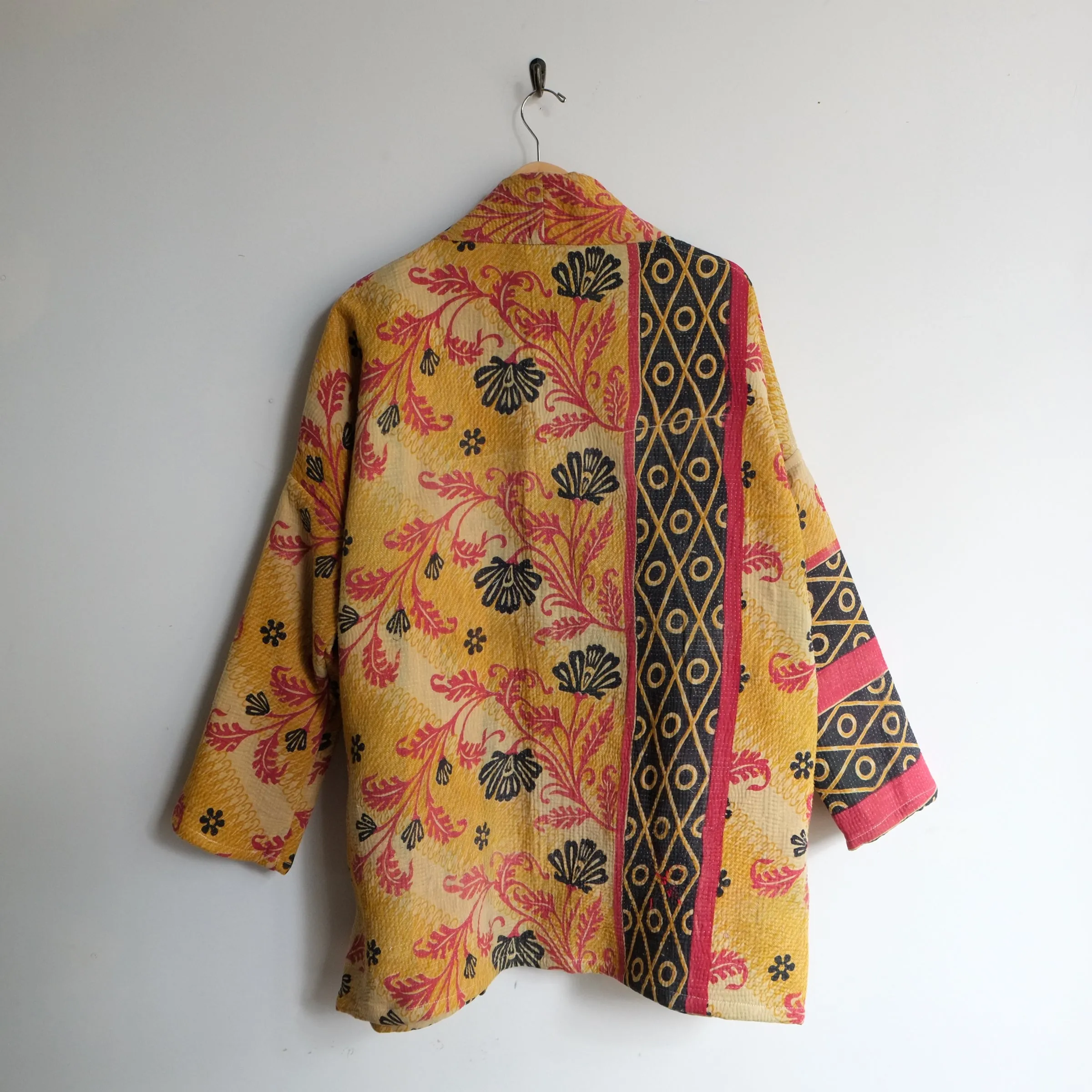 S Yellow with Red and Black Flowers Anoushka Jacket LL161