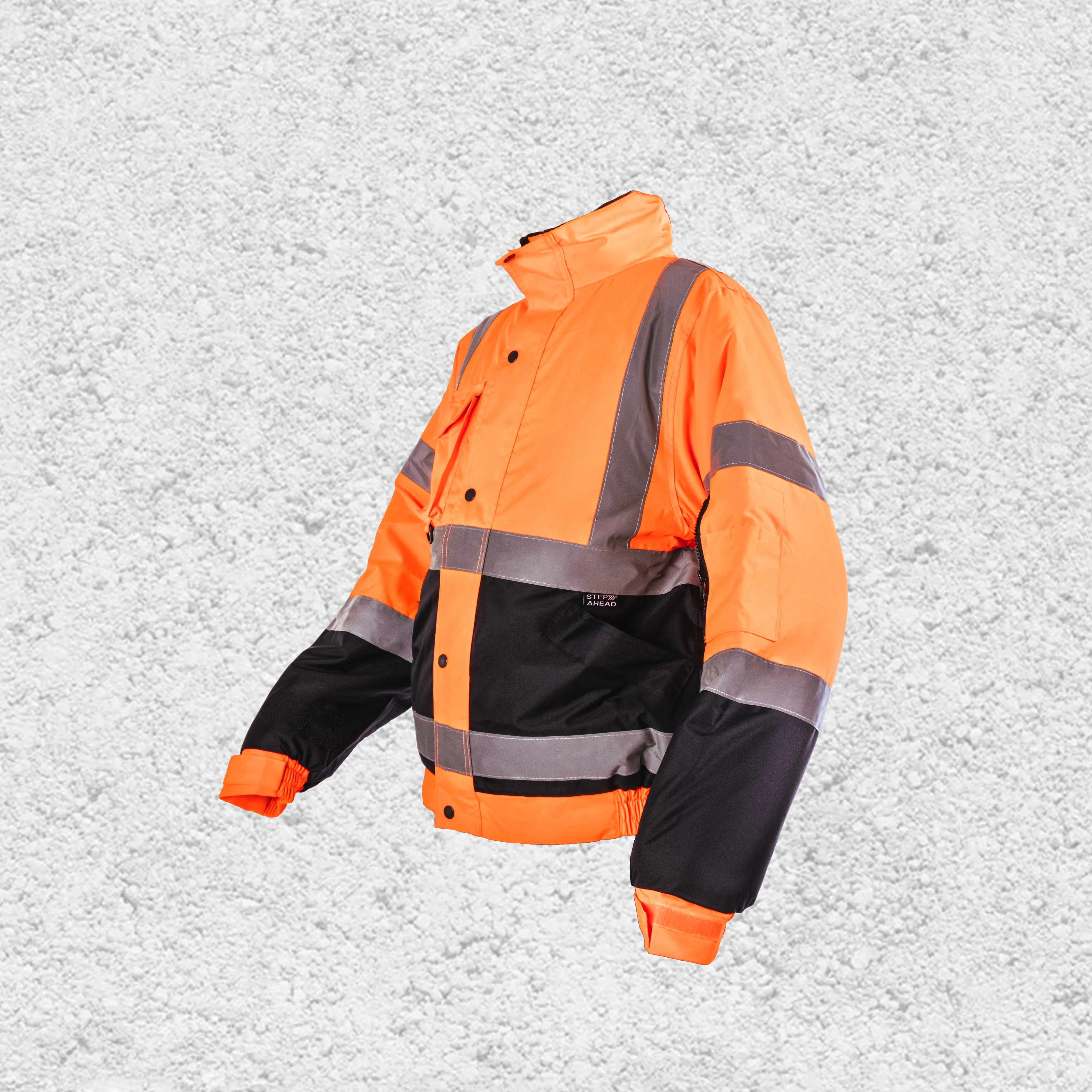 Step Ahead Hi Visibility Orange/Navy Two Tone Bomber Jacket