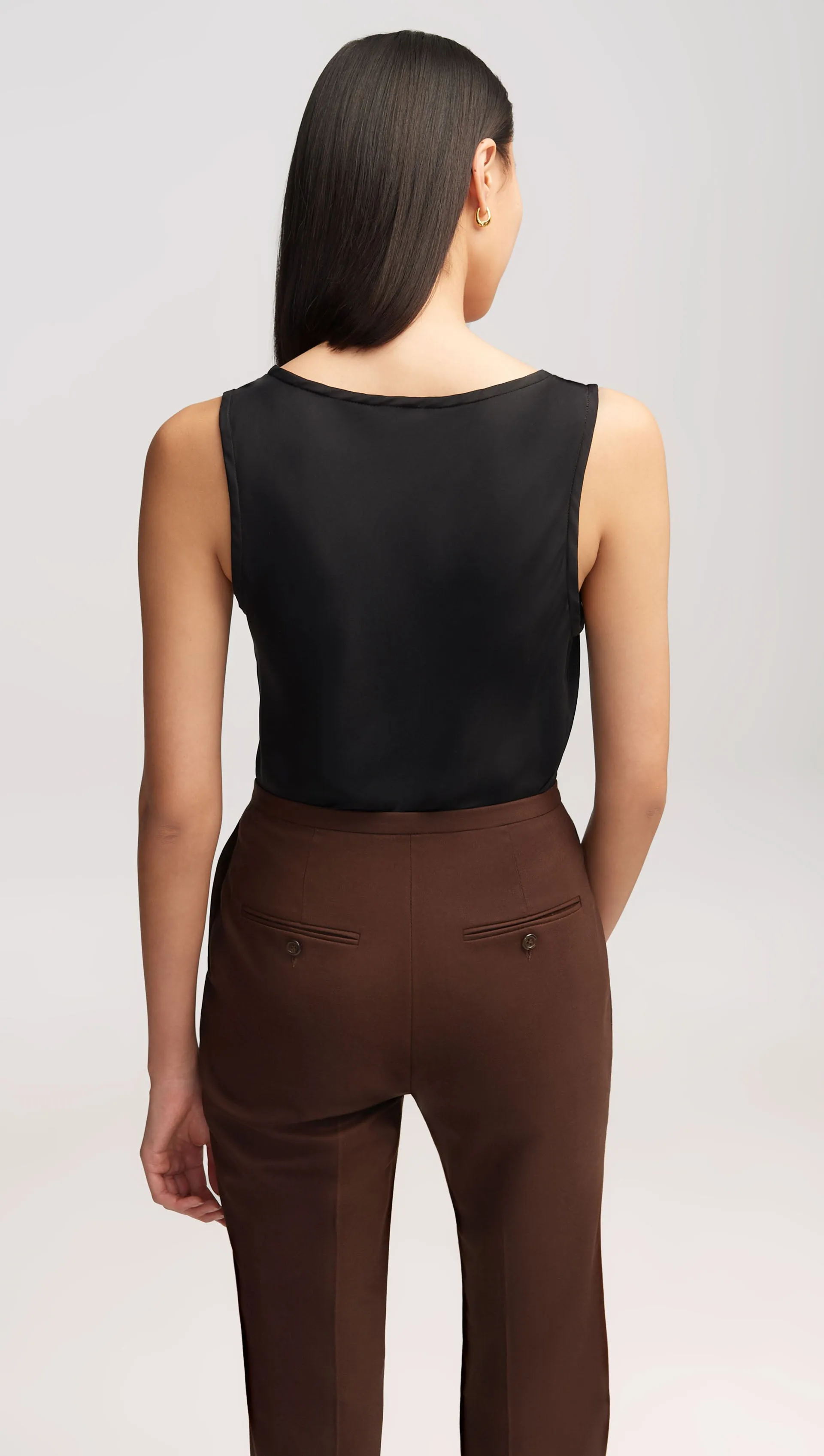 Tank in Matte-side Silk Charmeuse | Black