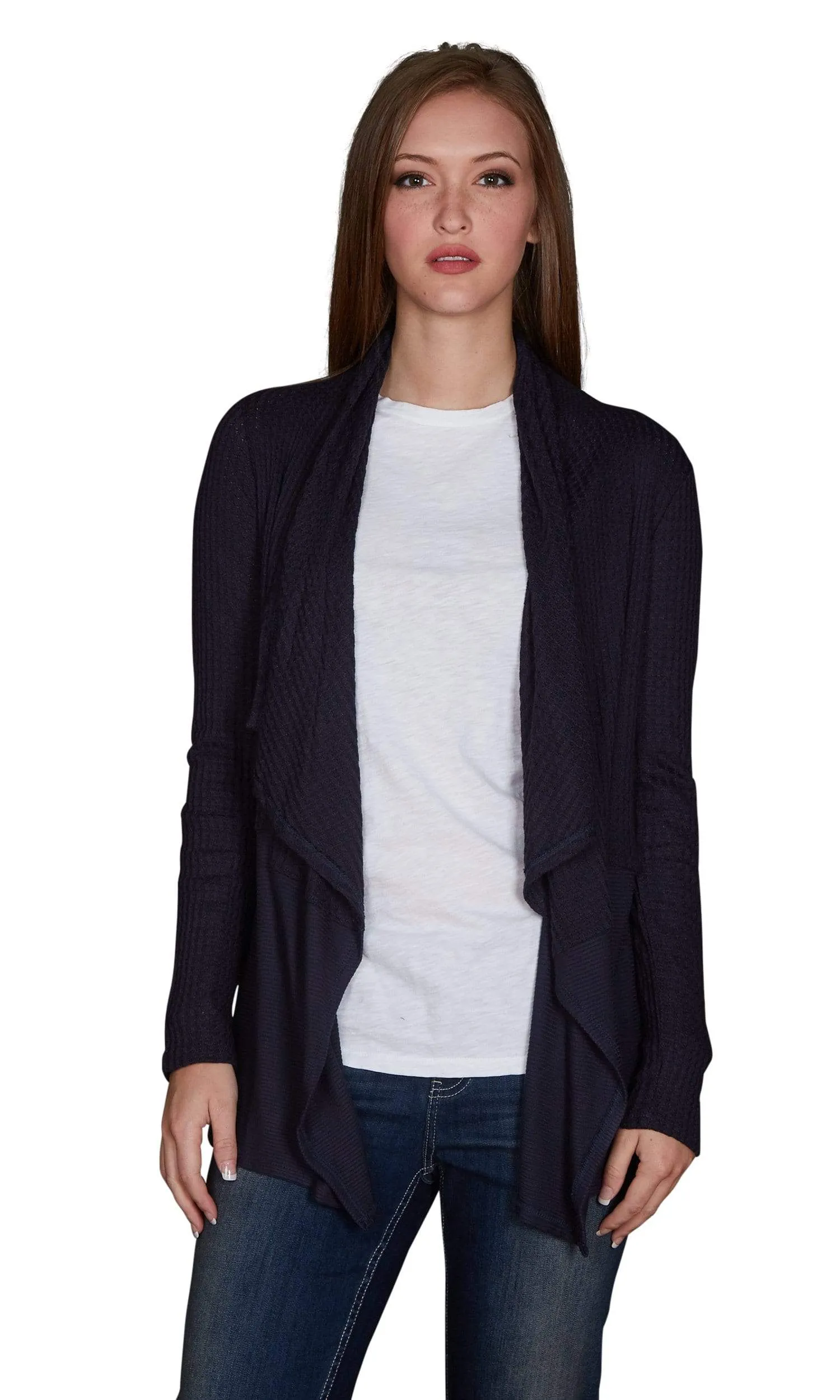 Velvet by Graham & Spencer Bertha Waffle Knit Drape Cardigan