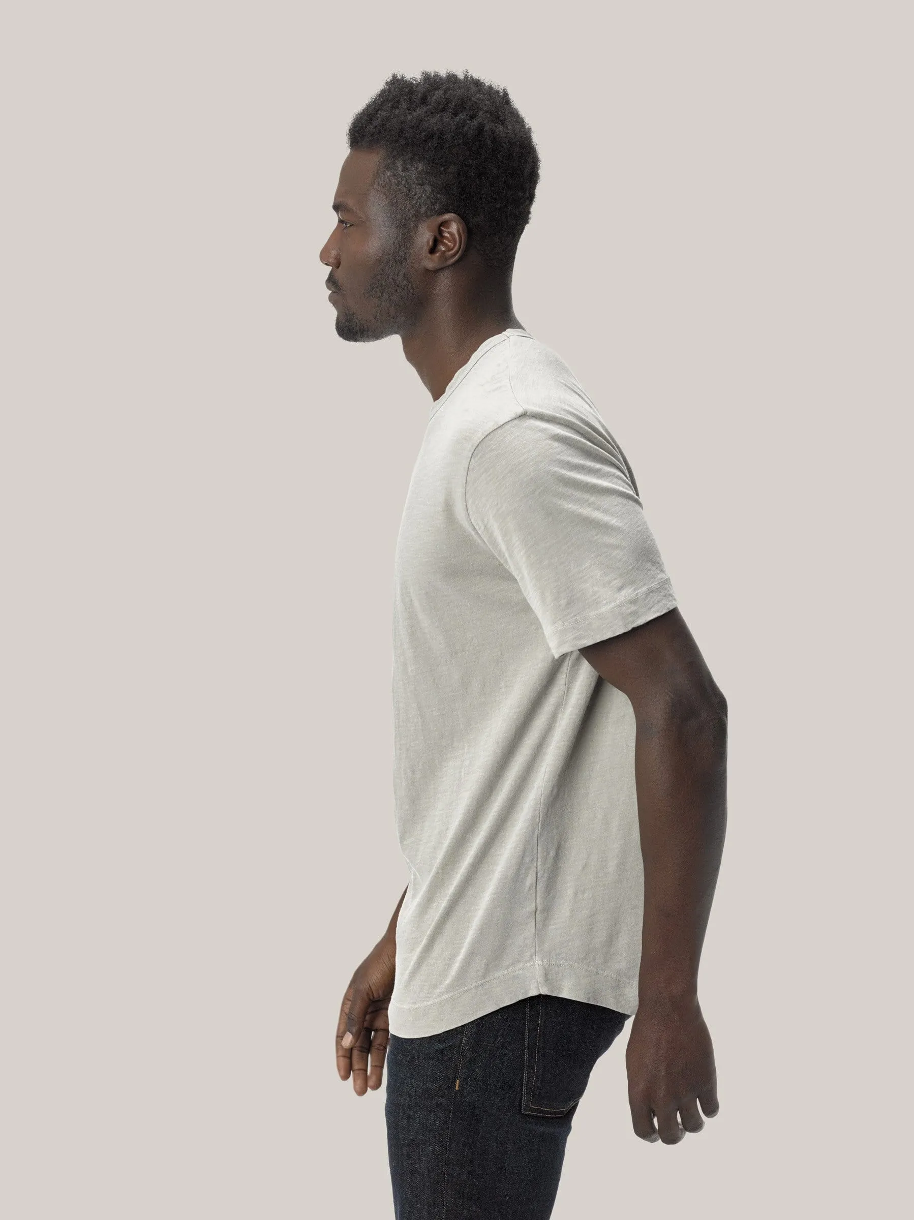 White Sand Venice Wash Slub Curved Hem Tee