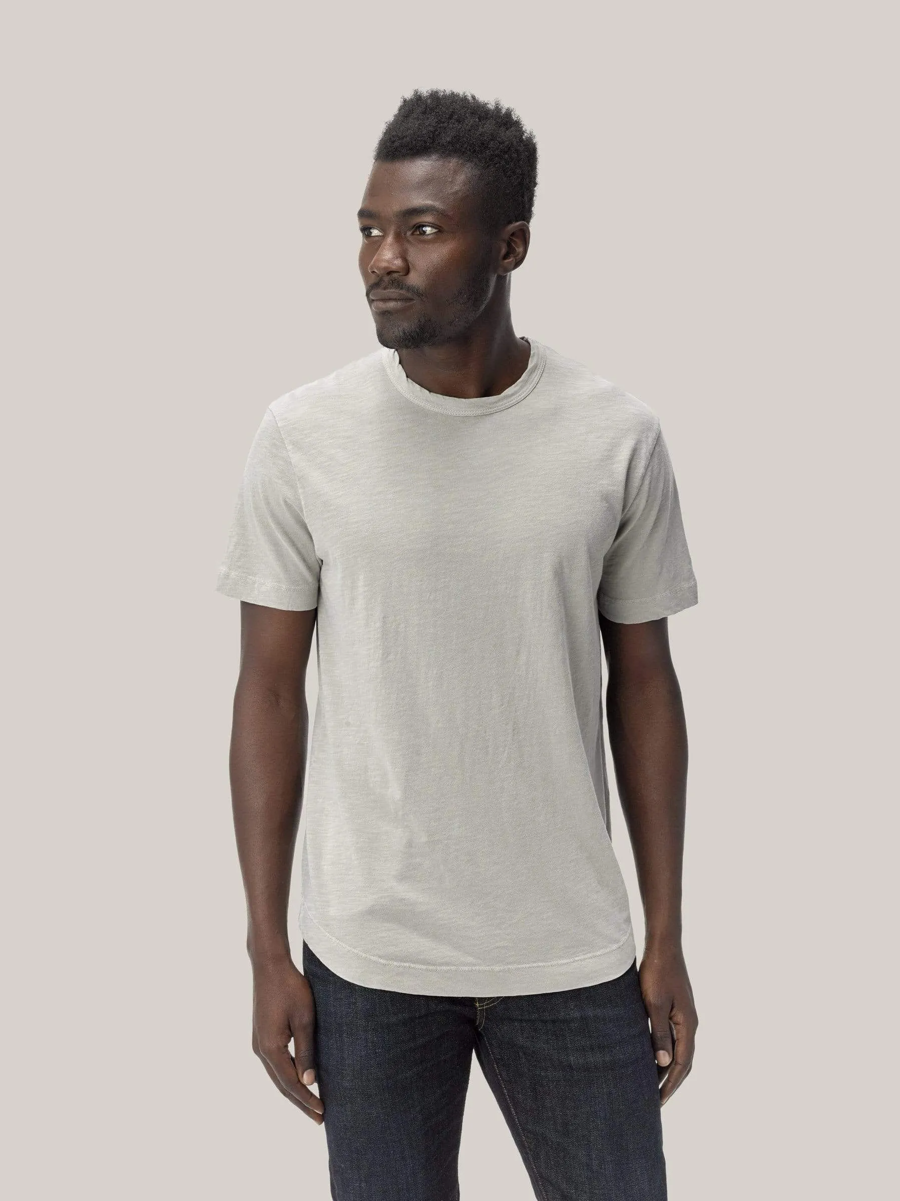 White Sand Venice Wash Slub Curved Hem Tee