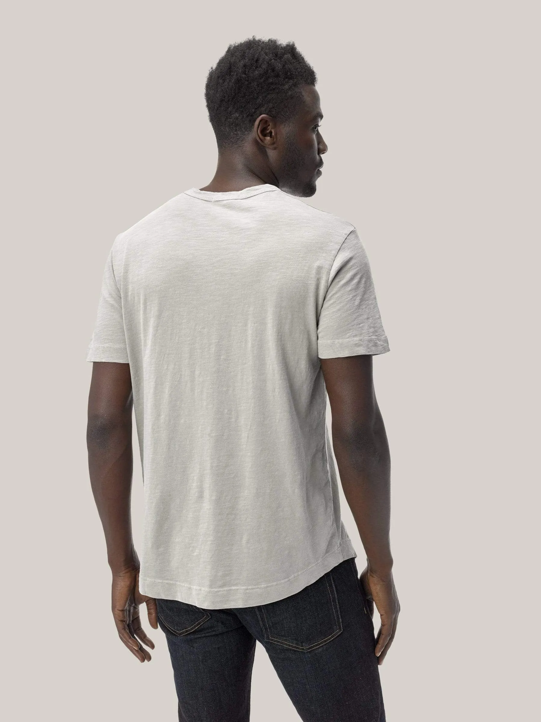 White Sand Venice Wash Slub Curved Hem Tee